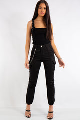 Kim Black Cargo Chain Trousers