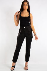 Kim Black Cargo Chain Trousers