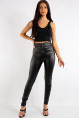 Koko Black Ring Zip PU Leggings