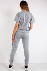 Erica Grey V Neck Loungewear Suit