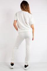 Erica White V Neck Loungewear Suit