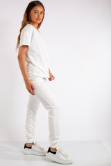 Erica White V Neck Loungewear Suit