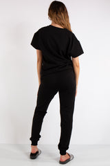 Erica Black V Neck Loungewear Suit