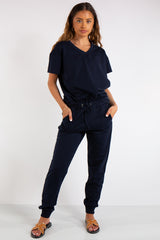 Erica Navy V Neck Loungewear Suit