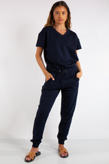 Erica Navy V Neck Loungewear Suit
