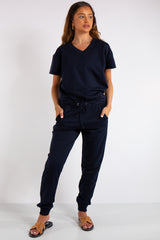 Erica Navy V Neck Loungewear Suit