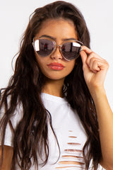 Collins Gold Bar Rose Outlined Bar Aviator Sunglasses