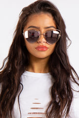 Collins Gold Bar Rose Outlined Bar Aviator Sunglasses