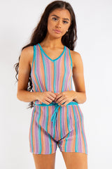 Alia Blue Striped Shimmer Playsuit