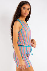 Alia Blue Striped Shimmer Playsuit