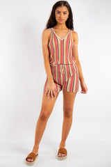 Alia Pink Striped Shimmer Playsuit