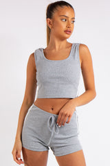 Giana Grey Side Stripe Crop Top Co-ord Set