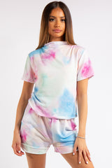 Jazlynn Bright Tie Dye High Neck Short Co-ord Set