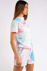 Jazlynn Bright Tie Dye High Neck Short Co-ord Set
