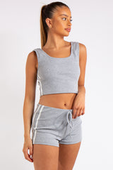 Giana Grey Side Stripe Crop Top Co-ord Set