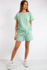 Estrella Sage Green Rouged Shorts Co-ord Set