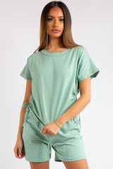 Estrella Sage Green Rouged Shorts Co-ord Set
