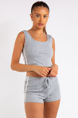 Giana Grey Side Stripe Crop Top Co-ord Set