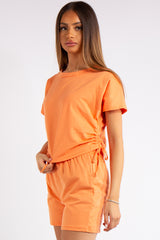 Estrella Orange Rouged Crop Shorts Co-ord Set