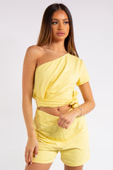 Kaylin Yellow One Shoulder Co ord Set