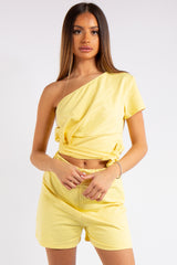 Kaylin Yellow One Shoulder Co ord Set