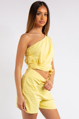 Kaylin Yellow One Shoulder Co ord Set