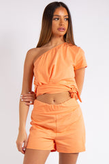 Kaylin Orange One Shoulder Co ord Set