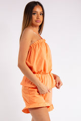 Breanna Orange Halter Neck Shorts Co-ord Set