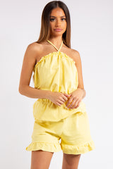 Breanna Yellow Halter Neck Shorts Co-ord Set