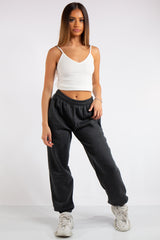 Brylee Dark Grey Basic Elasticated Tie Waist Joggers