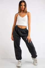 Brylee Dark Grey Basic Elasticated Tie Waist Joggers