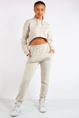 Maxine Stone Cropped Tracksuit Set
