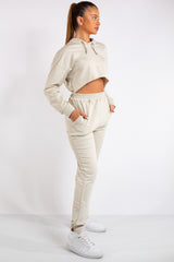 Maxine Stone Cropped Tracksuit Set