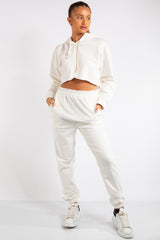 Maxine White Cropped Tracksuit Set
