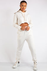 Maxine White Cropped Tracksuit Set