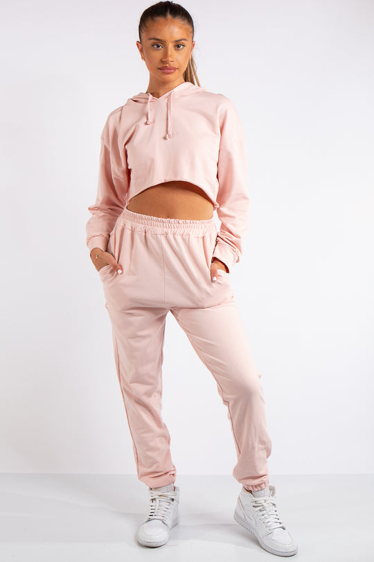 Maxine Pink Cropped Tracksuit Set
