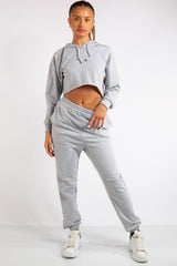 Maxine Grey Cropped Tracksuit Set