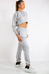 Maxine Grey Cropped Tracksuit Set