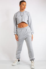 Maxine Grey Cropped Tracksuit Set