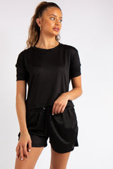Sandra Black Ribbed Basic Co-ord Set