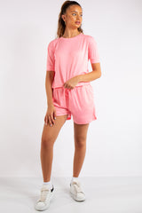 Sandra Pink Ribbed Basic Co-ord Set