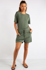 Chana Khaki Basic Playsuit
