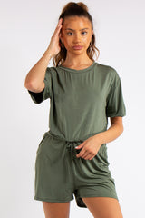 Chana Khaki Basic Playsuit