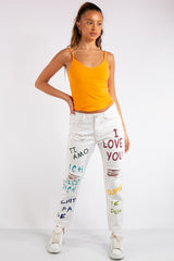 Dils Denim Distressed White Self Love Mom Jeans
