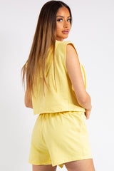 Melania Yellow Sleeveless Hoodie Co-ord Set