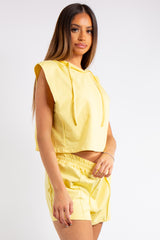 Melania Yellow Sleeveless Hoodie Co-ord Set