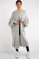 Yara Silver Grey Knit Long Cardigan