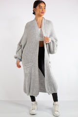 Yara Silver Grey Knit Long Cardigan