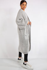 Yara Silver Grey Knit Long Cardigan