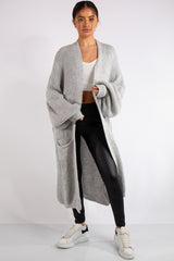 Yara Silver Grey Knit Long Cardigan